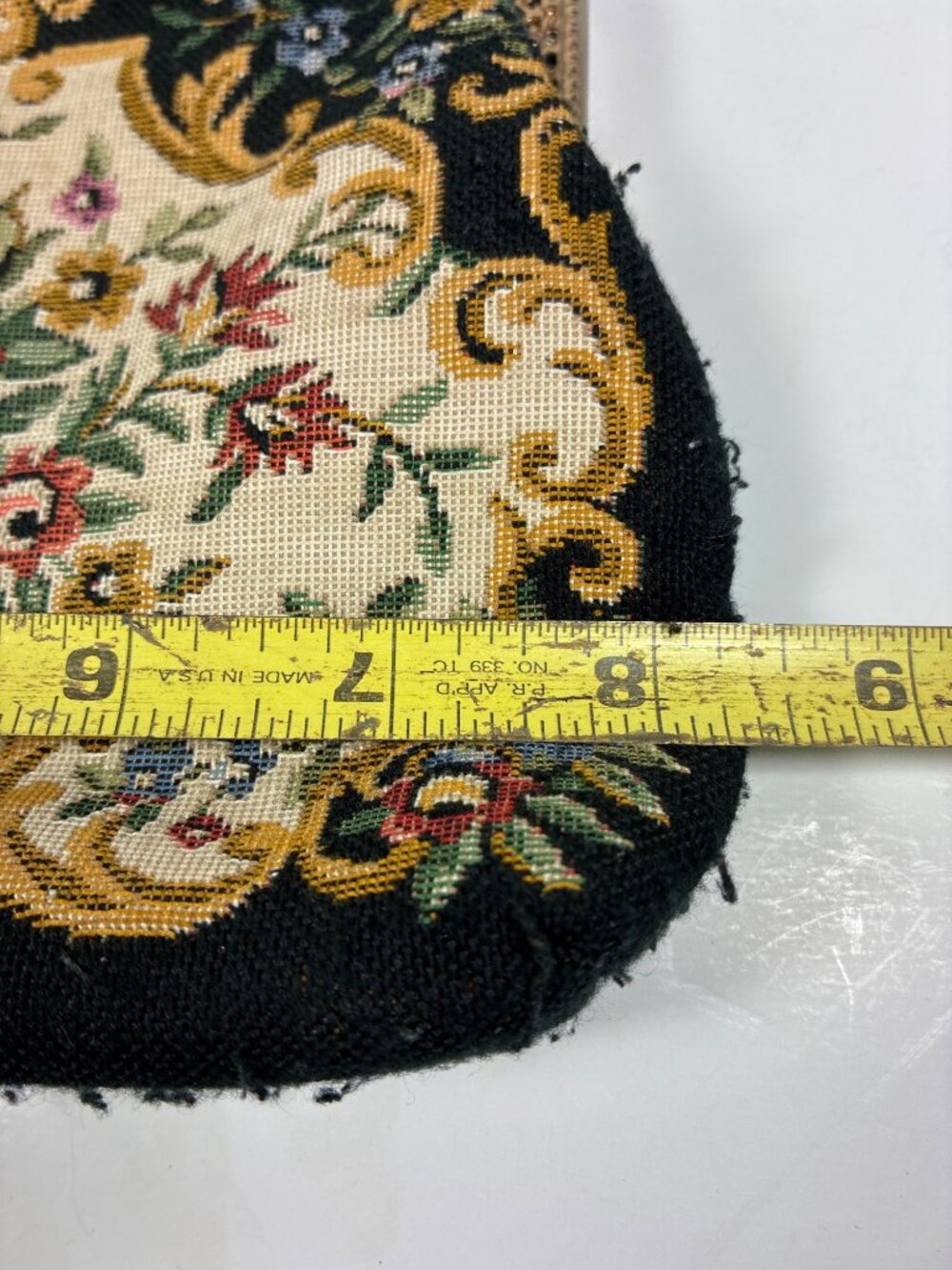 Vintage Floral Needlepoint Evening Bag Clutch Ornate Metal Frame - Picture 7 of 8